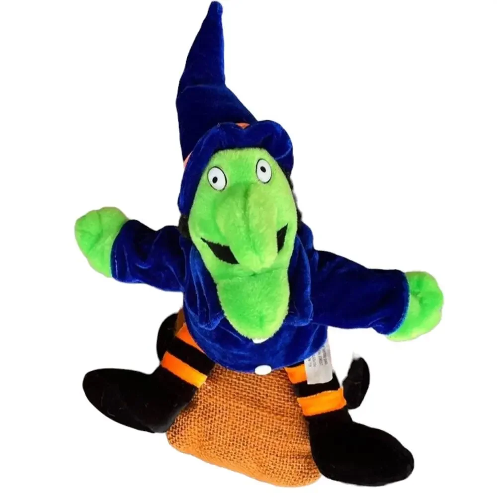 Vintage Witch Plush Doll Velvet Bright Neon Burlap 1990s y2k Halloween Toy RARE